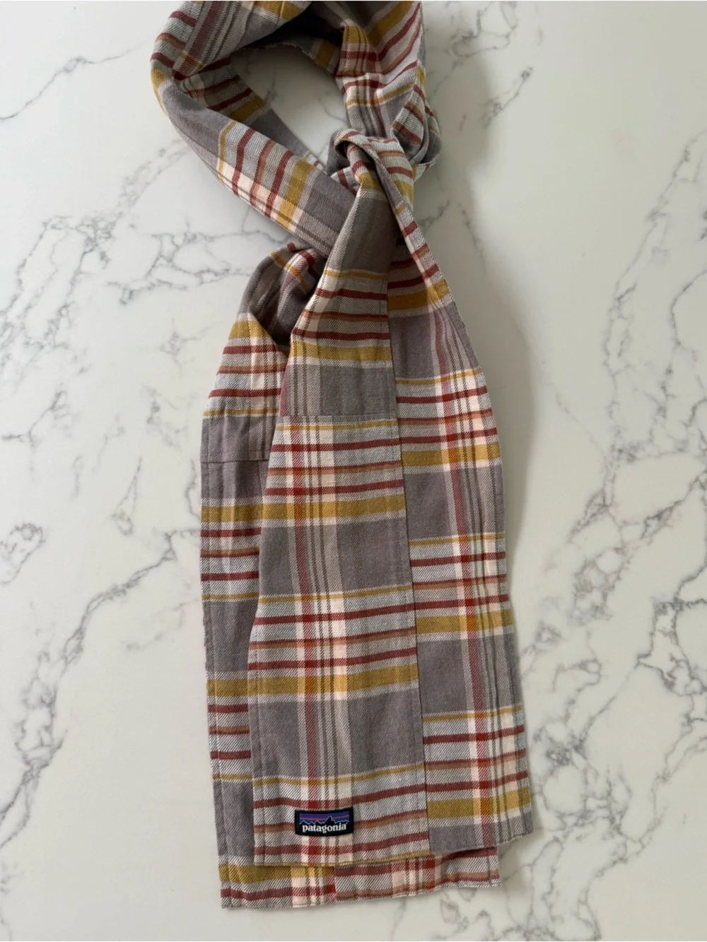 Patagonia Fjord Flannel Patchwork Scarf - Cabin Time: Furry Taupe